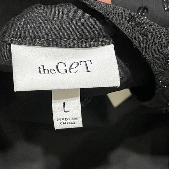 the Get Tiered Party Dress Black Dot Sparkle Size L Large Long Sleeve NWT - Picture 7 of 7